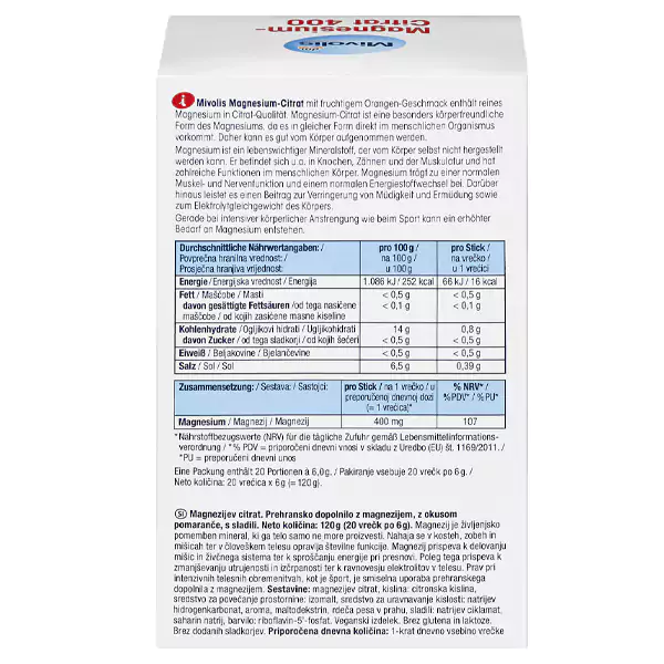 ساشه منیزیم سیترات 400 میولیس بسته 20 عددی