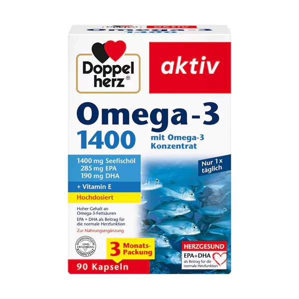 قرص Omega 3 دوز 1400 و ویتامین E دوپل هرز آلمان 90 عددی
