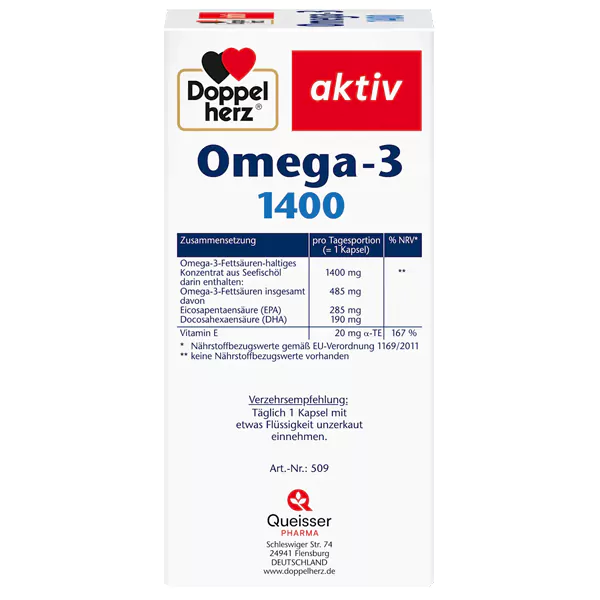 قرص Omega 3 دوز 1400 و ویتامین E دوپل هرز آلمان 90 عددی