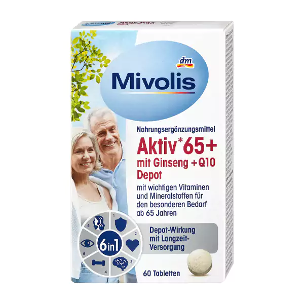 قرص مولتی ویتامین بالای 65 سال + جینسینگ + Q10 میوولیس 60 عددی