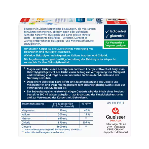 ساشه الکترولیت مناسب ورزشکاران (وگان) ساخت آلمان دوپل هرز 20 عددی